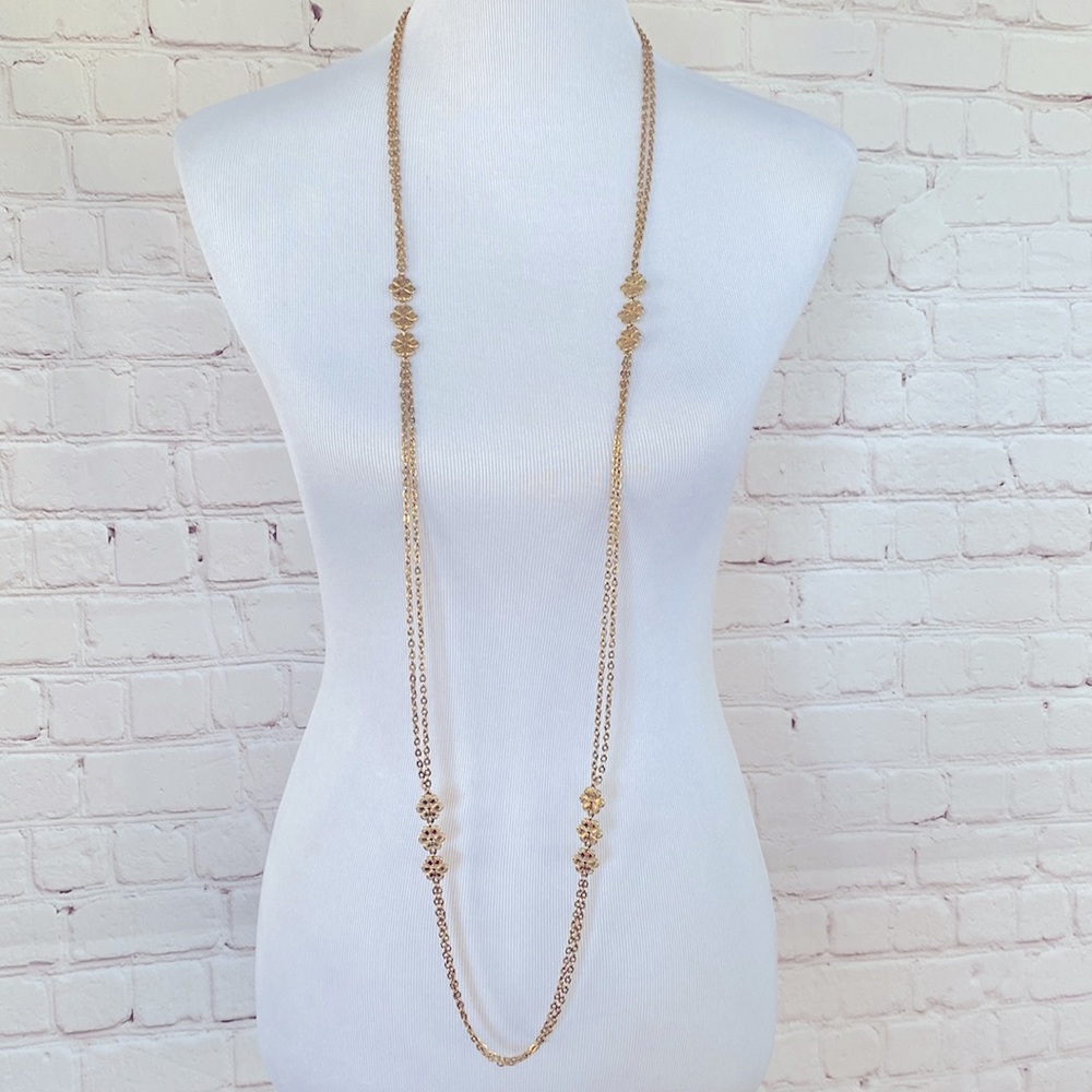 Vintage Gold Monet Flower Flapper Necklace